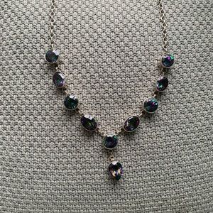 mystic topaz necklace plated in silver